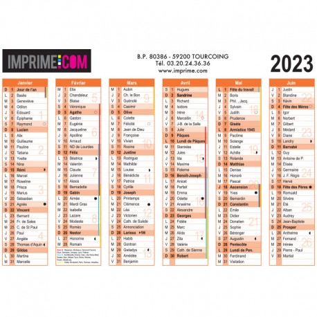 Calendrier mural 2023, 215 x 145 mm - Agenda année civile - Creavea