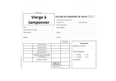 Carnets factures Taxi Vierge à personnaliser avec votre tampon