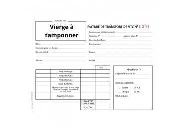 Carnets factures VTC Vierge à personnaliser avec votre tampon