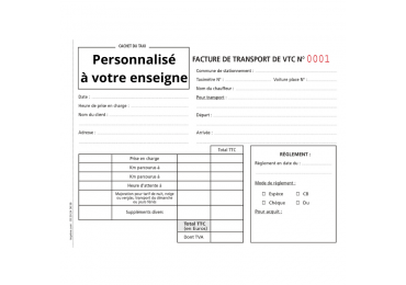 Carnets factures Taxi Personnalisé