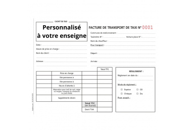 Carnets factures Taxi Personnalisé