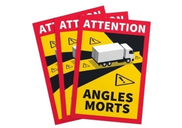Lot de 3 Étiquettes Angle Mort Camion - 17x25cm