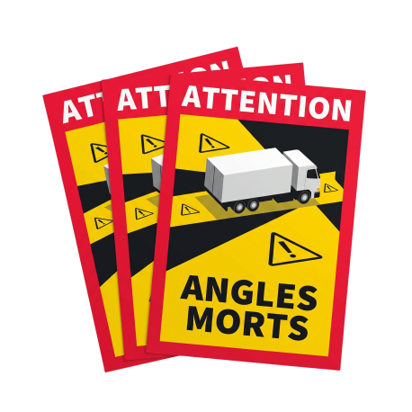 Lot de 3 Étiquettes Angle Mort Camion - 17x25cm