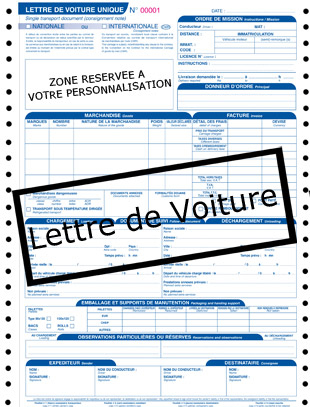 Présentation de la lettre de voiture en continu avec bande caroll par IMPRIME.COM